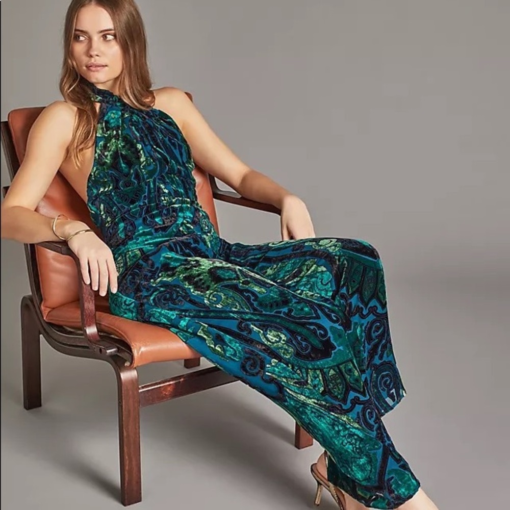 Eva Franco Velvet Jumpsuit - Size 4 - Anthropologie